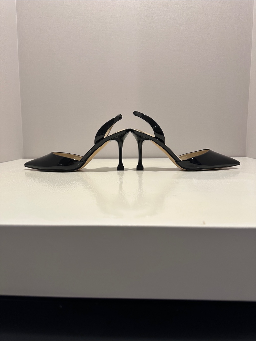 Marc Fisher Black Patent Pointed-Toe Slingback Heels